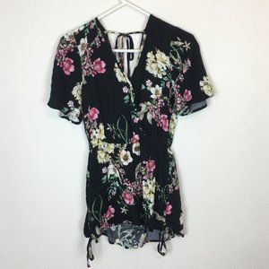 Band of Gypsies Floral Black Romper